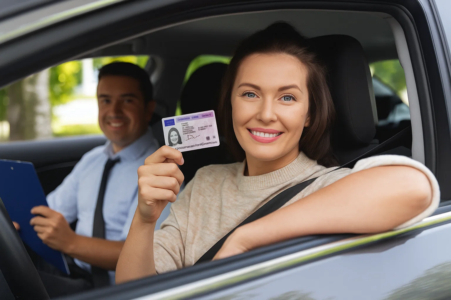 Condutora com carteira de habilitação